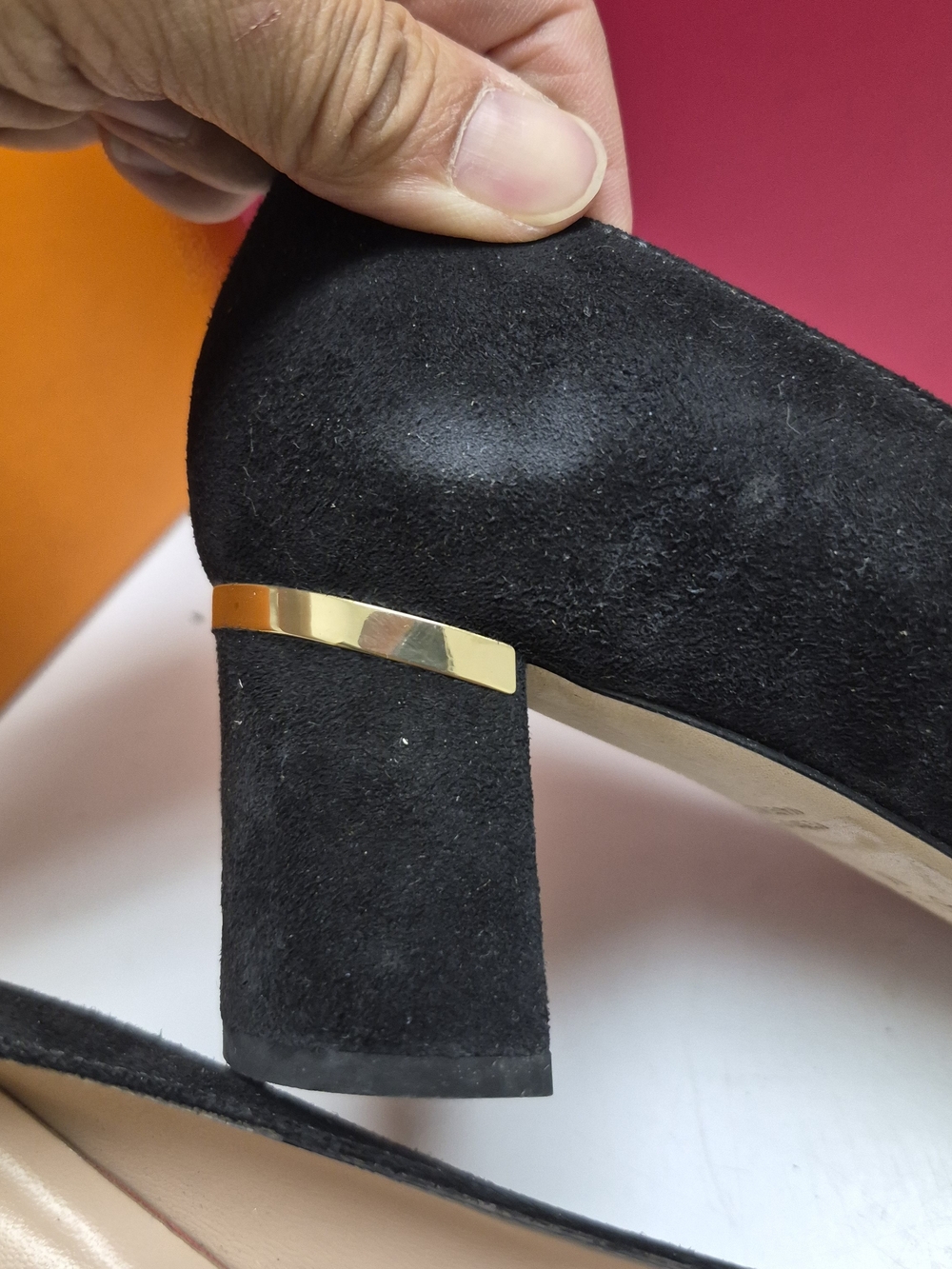 Kate Spade Black Suede Pointed-Toe Block Heel Pumps - Picture 10 of 15